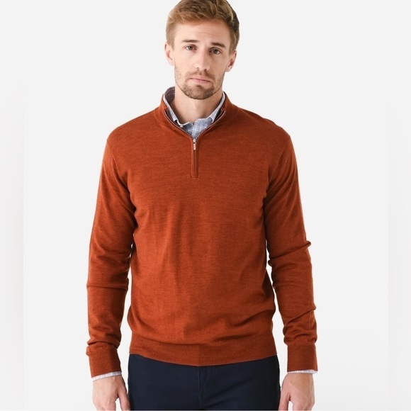Pendleton Rust Orange 1/4 Zip Merino Wool Sweater Medium - Picture 1 of 8